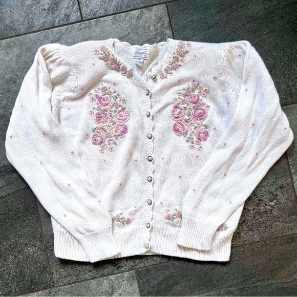 70s Rose Cardigan - Picture 1 of 4
